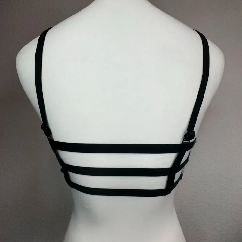 VICTORIA'S SECRET PINK | Small Blue Tie Dye Sports Bra Athletic Top Strappy Back